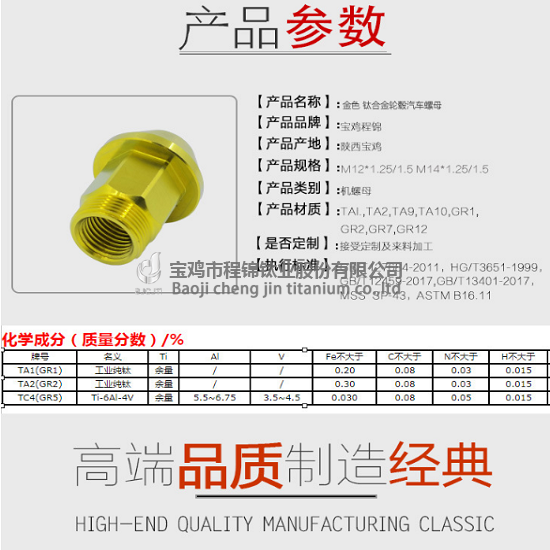 金色汽车轮毂螺母(图2)